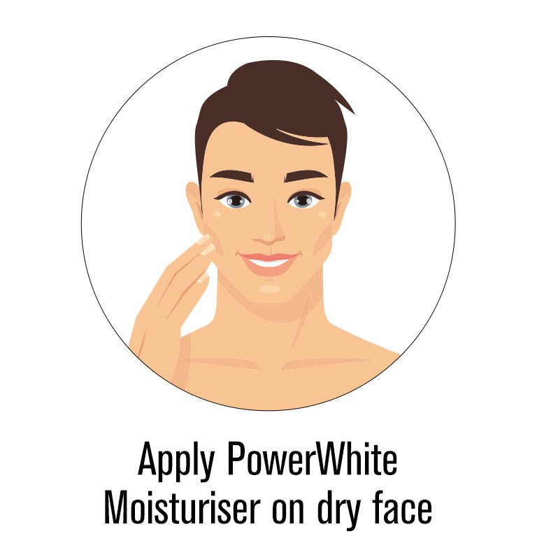 Apply PowerWhite Moisturizer on dry face